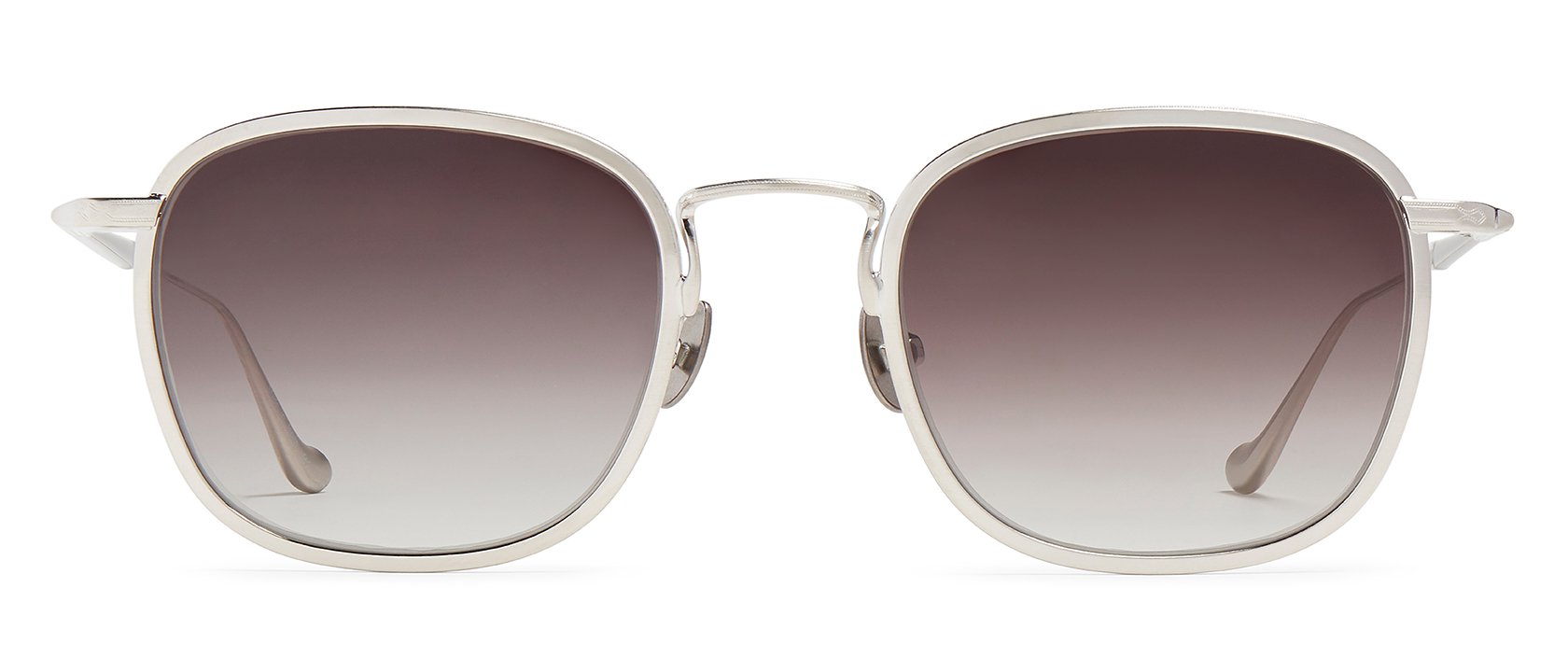 Matsuda M3082 Square Sunglasses in Brushed Silver/Matte Black, Custom Lenses | Visionist