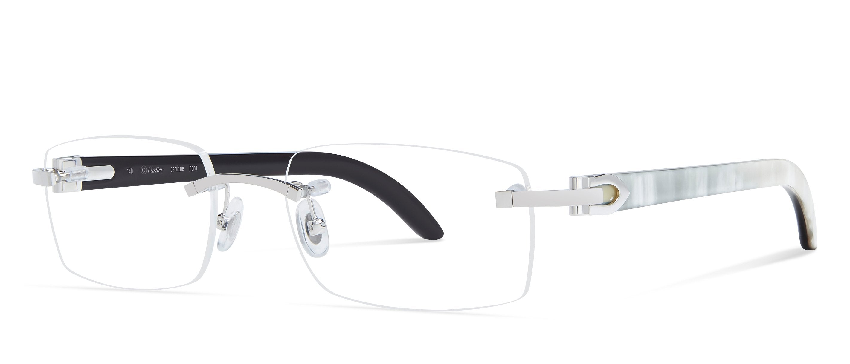 Side view of CT0046O eyeglasses in #color_Platinum / White Horn