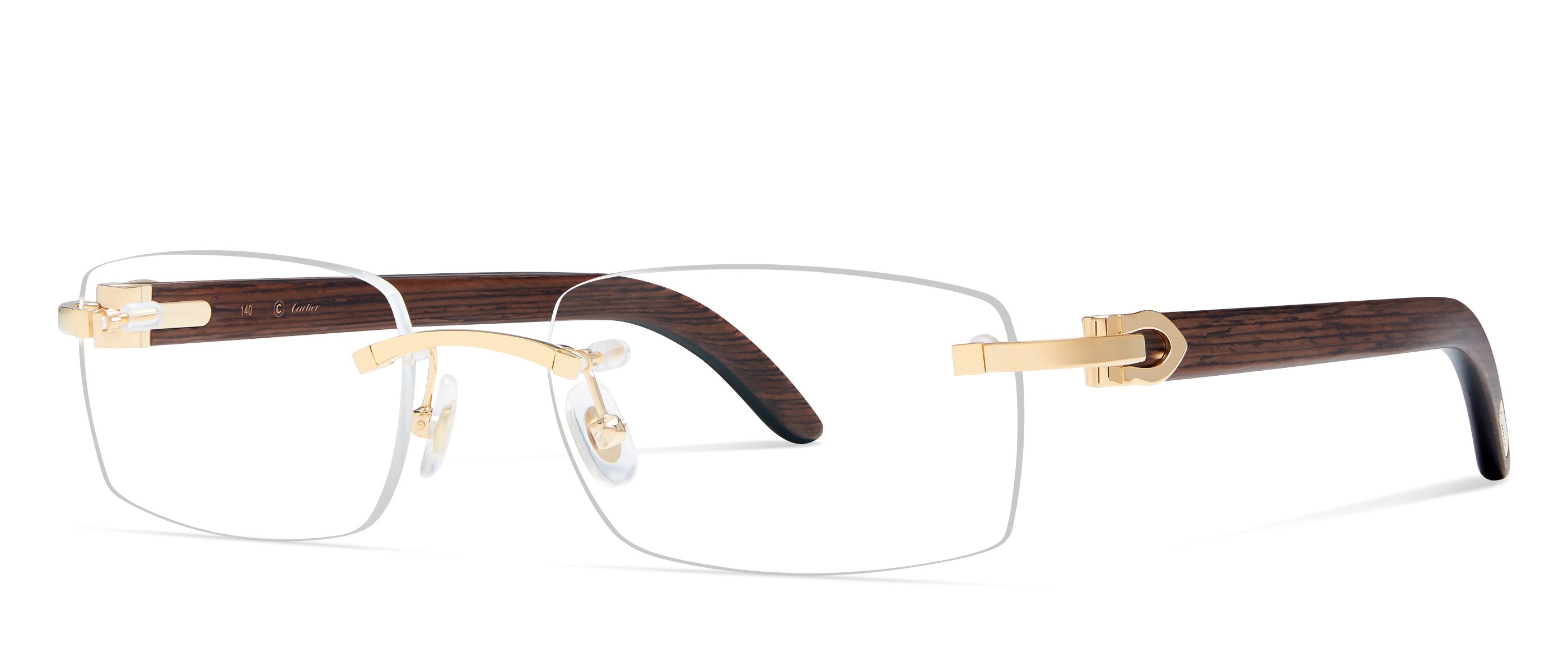 Side view of CT0052O eyeglasses in #color_Gold / Brown Wood