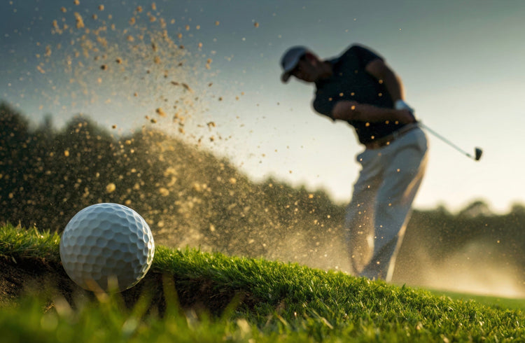 Golfer hitting a golf ball