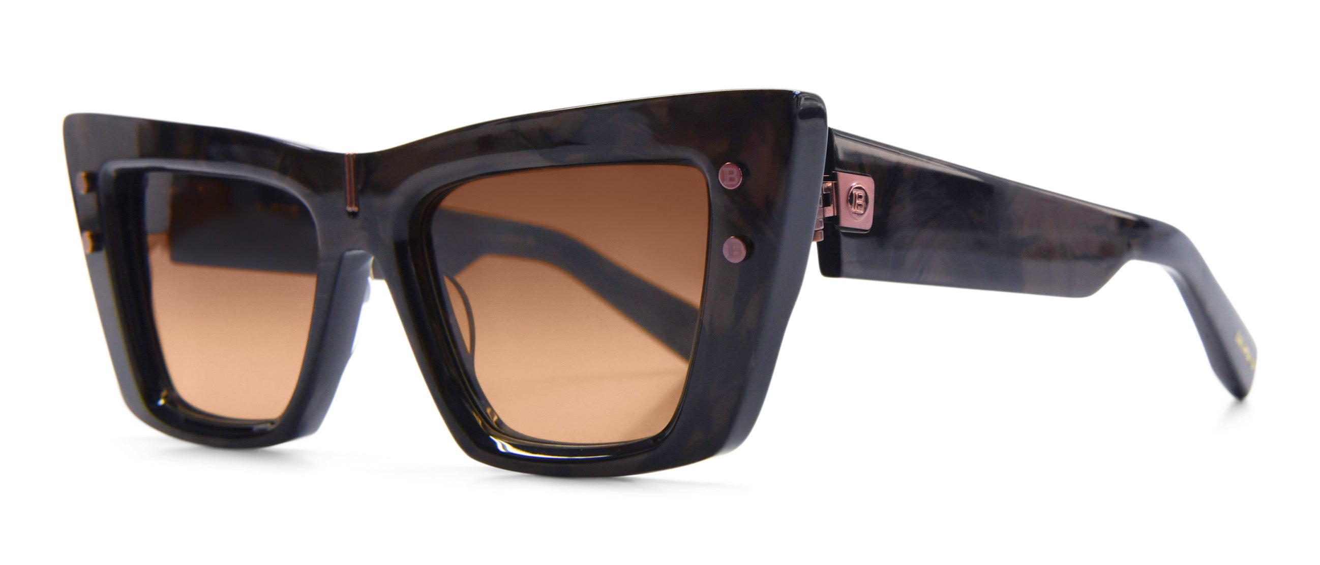NWB BALMAIN PARIS Full Rim Cat Eye Shape Gray Gold Logo Sunglasses Made In Japan Balmain Paris Officer 58mm BPS-108 Titanium / Palladium  main image 3