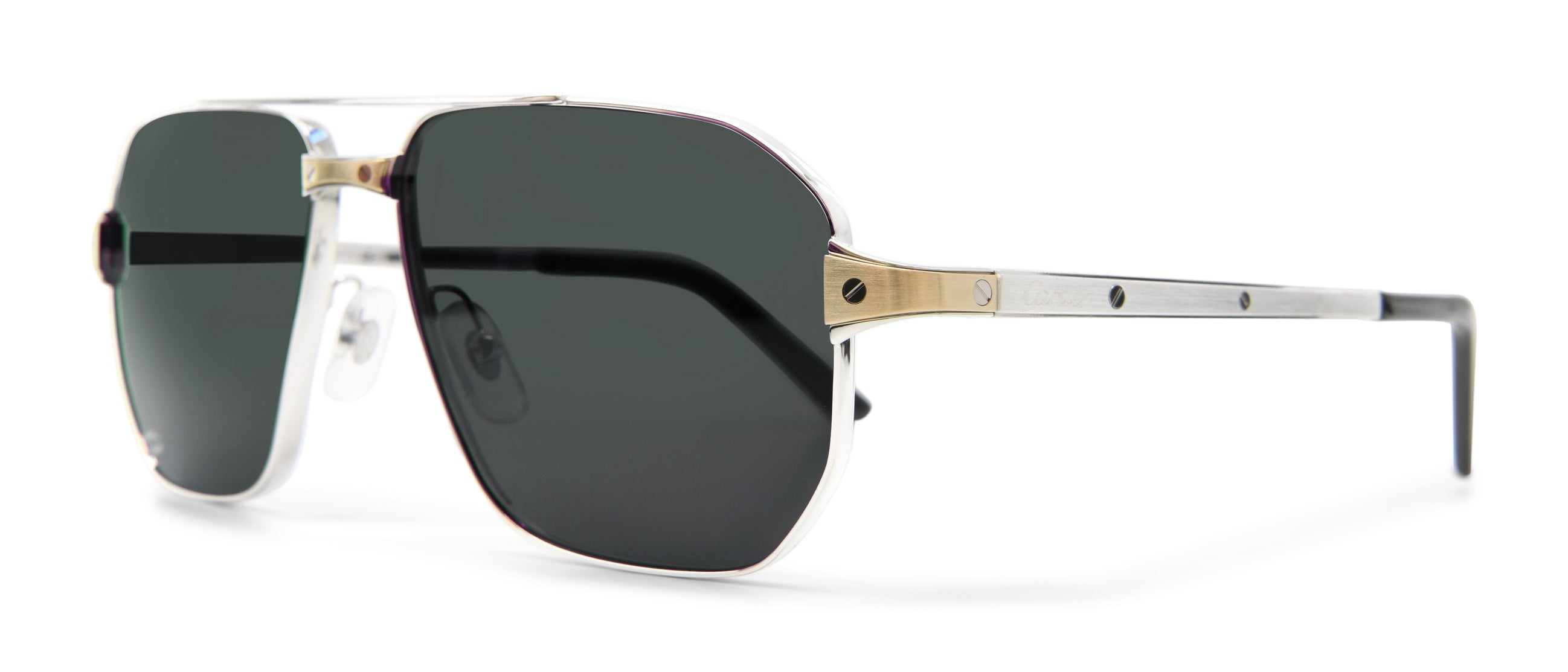 Cartier CT0424S-005 Sunglasses Silver Yellow Metal Cartier Santos de Cartier Sunglasses Silver/Gold (CT0532S  main image 2