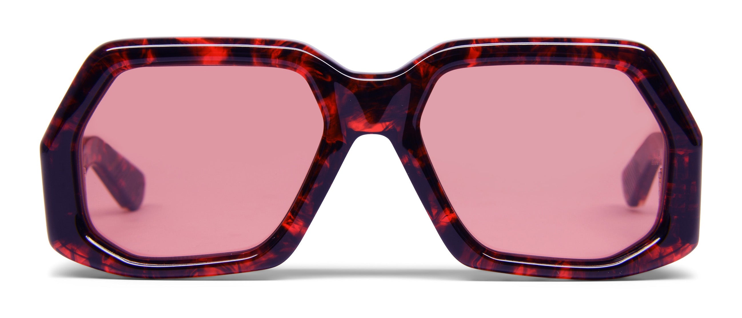 Jacques Marie Mage Edie Sun Geometric Sunglasses in Garnet, Custom Lenses | Visionist