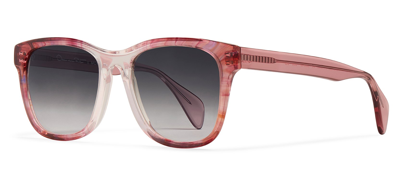 Oscar by Oscar de la Renta Sunglasses Clear Frame Pink Green Mirrored Lenses NEW Oscar de la Renta Round Sunglasses for Women for sale | eBay main image 2