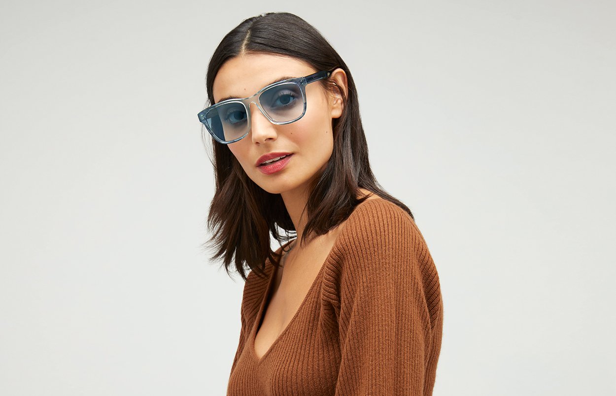 Side view of female model wearing Jo sunglasses