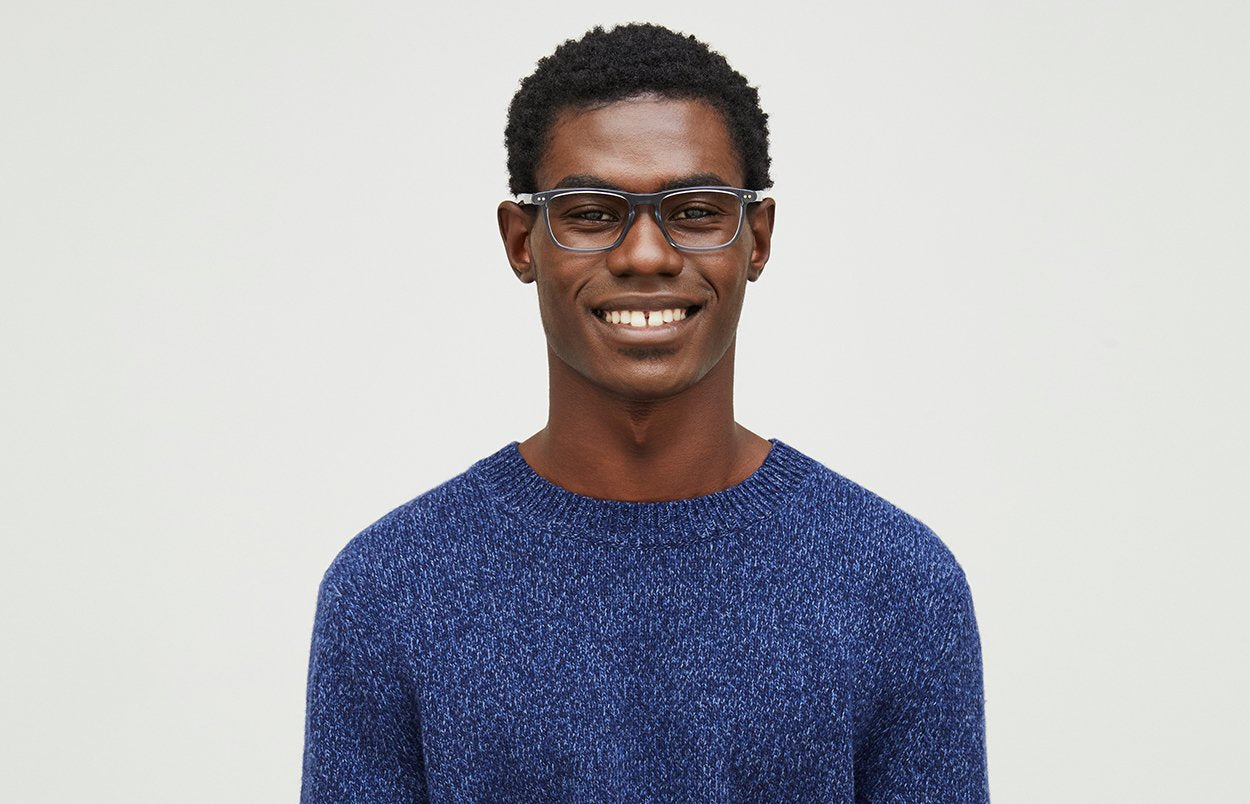 Front view of male model wearing A6 250 eyeglasses