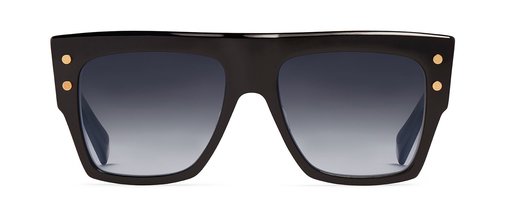 Balmain Imperial Black Acetate & Titanium Rectangle Sunglasses, Blk-Gld, Women's, Sunglasses Square Sunglasses