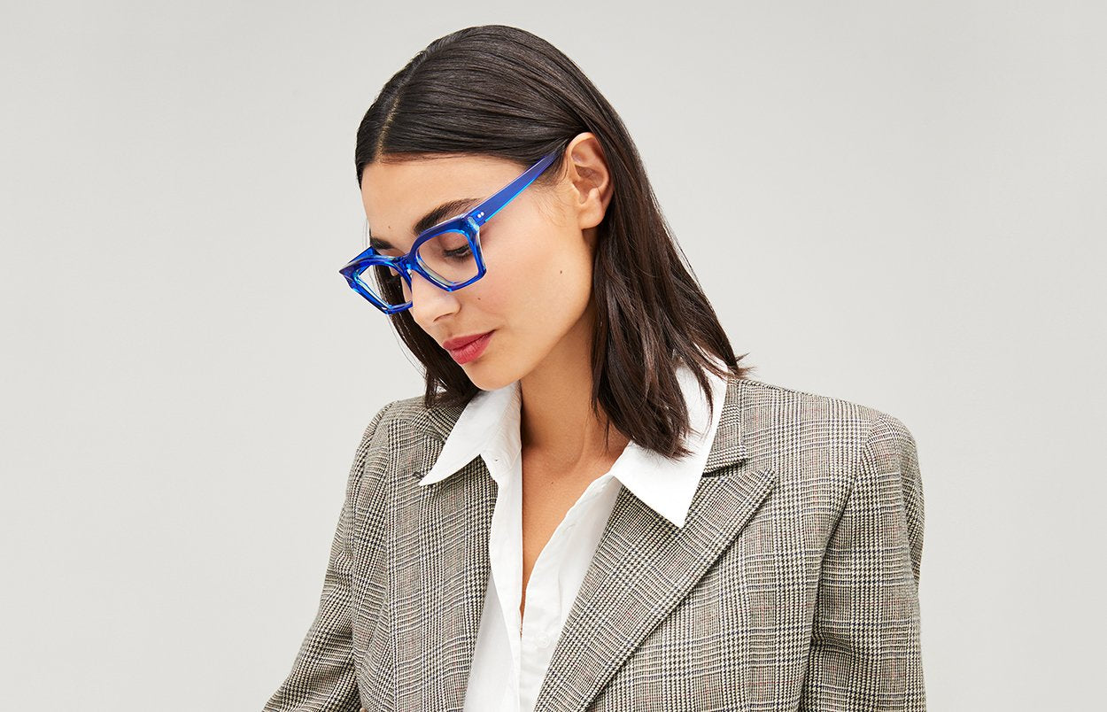 Side view of female model wearing Jane eyeglasses