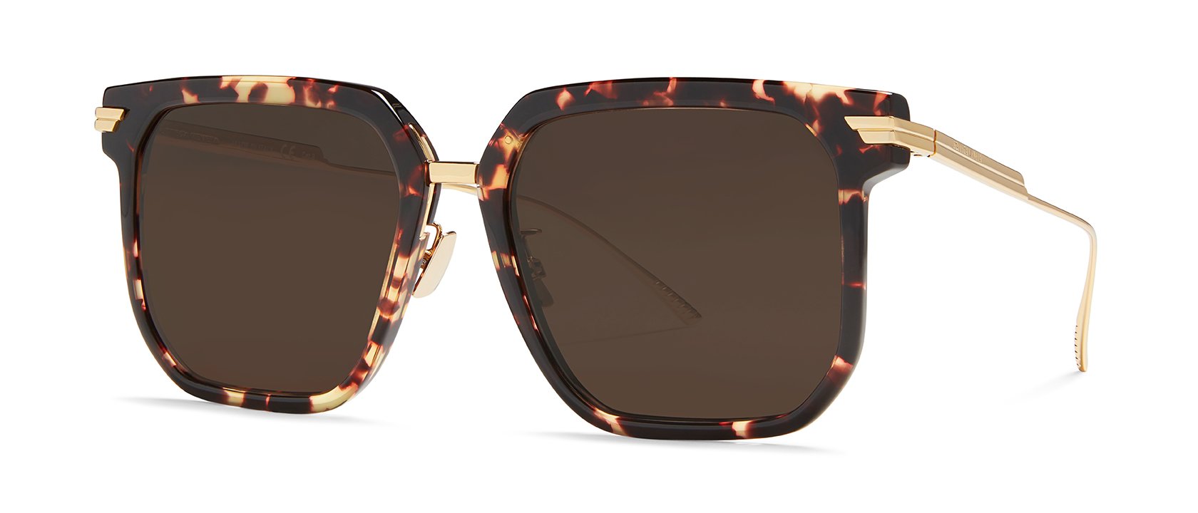 Bottega Veneta Square-Frame Acetate Sunglasses Black/Gold/Grey (BV1083SA-30009178-001)